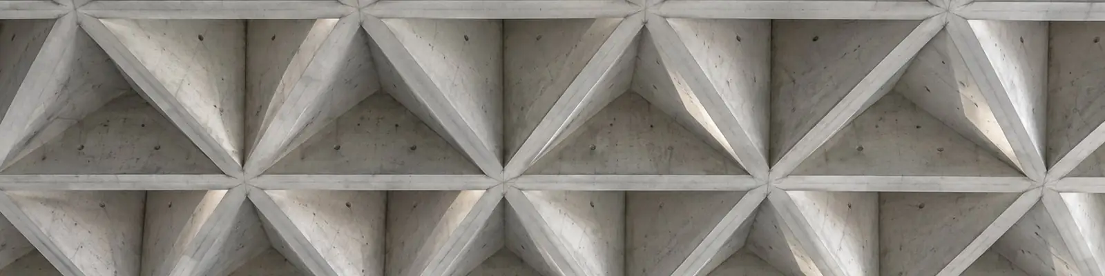 Coffered concrete ceiling seen from below